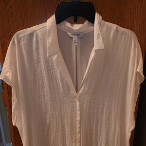 White Short-sleeved Blouse - Nine West, XL - sheer, silky material